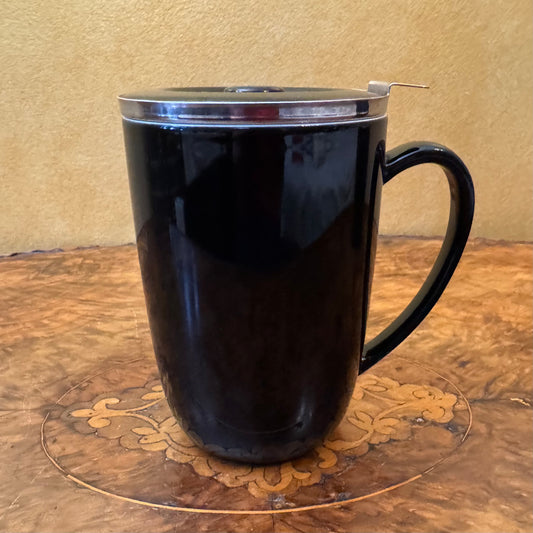 T2 Black Mug With Tea Strainer & Lid 