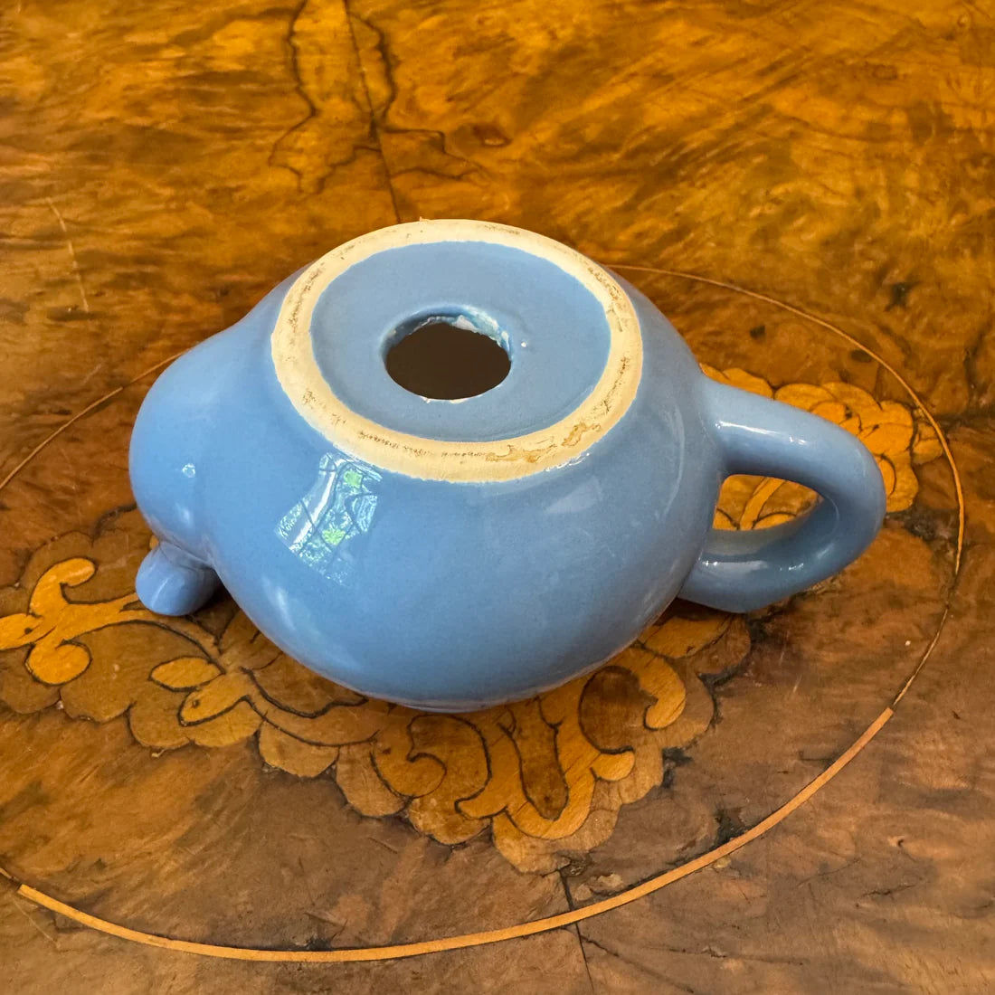 Vintage Blue Teapot Egg Cup Holder