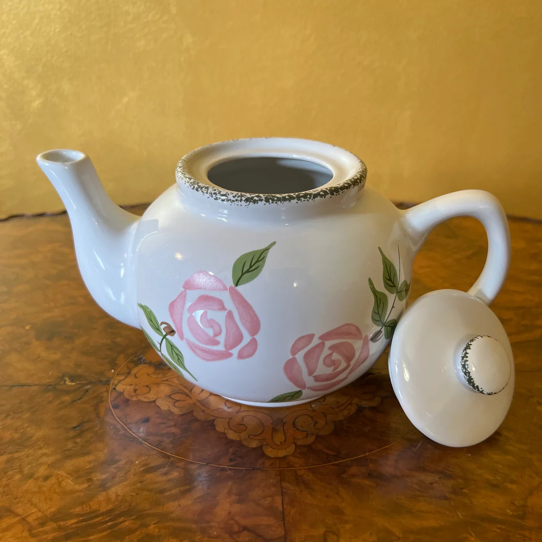 Pink Rose Print Teapot