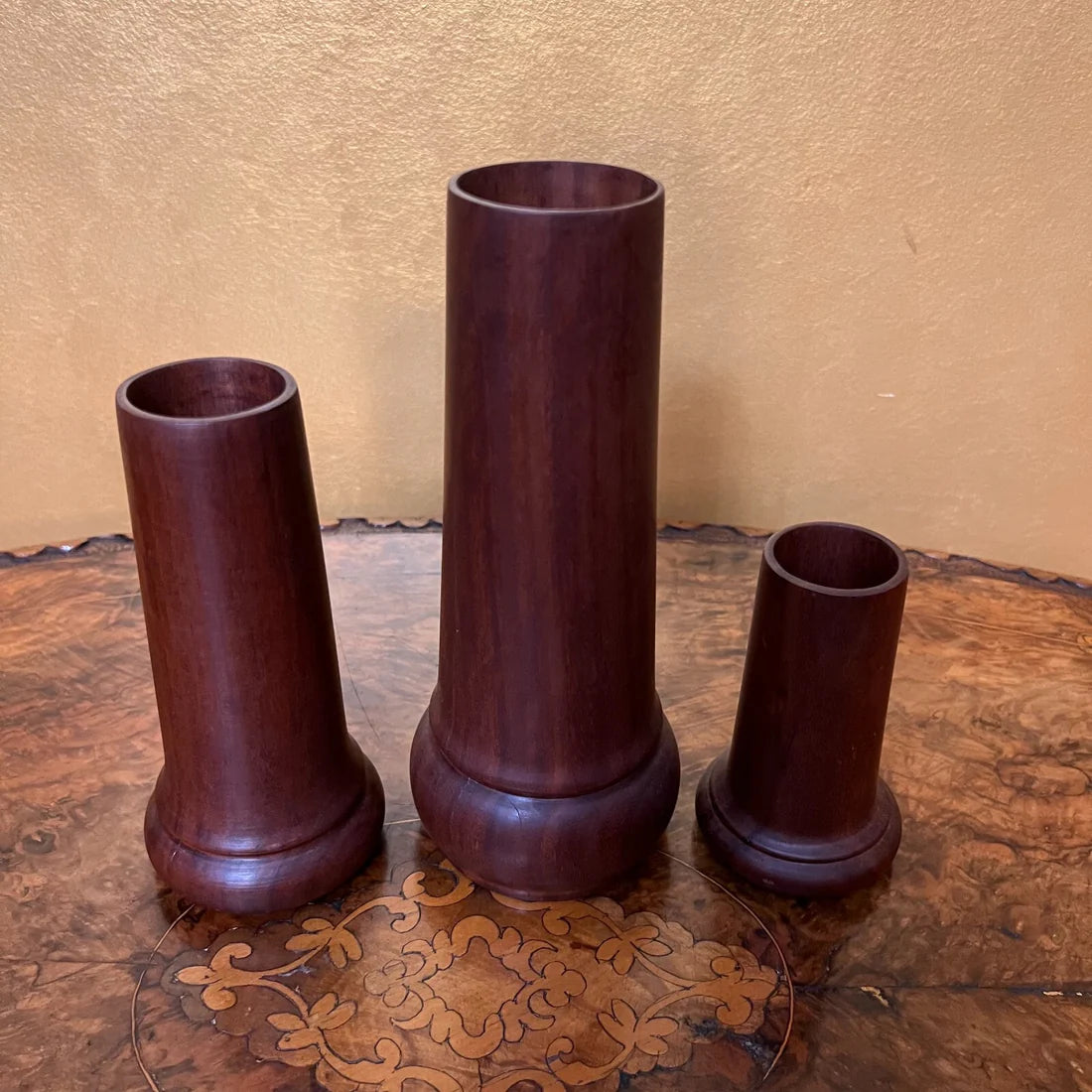 Three Hand Made Wooden Vase by EJH 1998