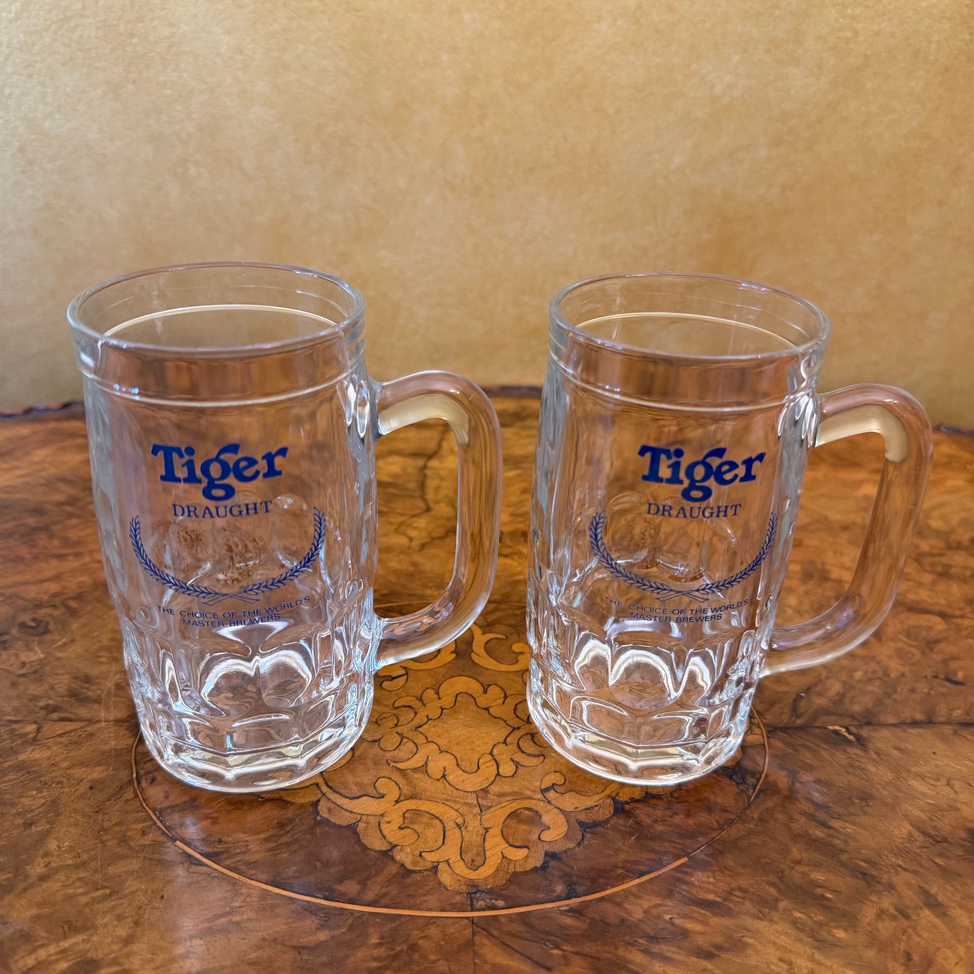 Tiger Draft Glass Beer Mugs 