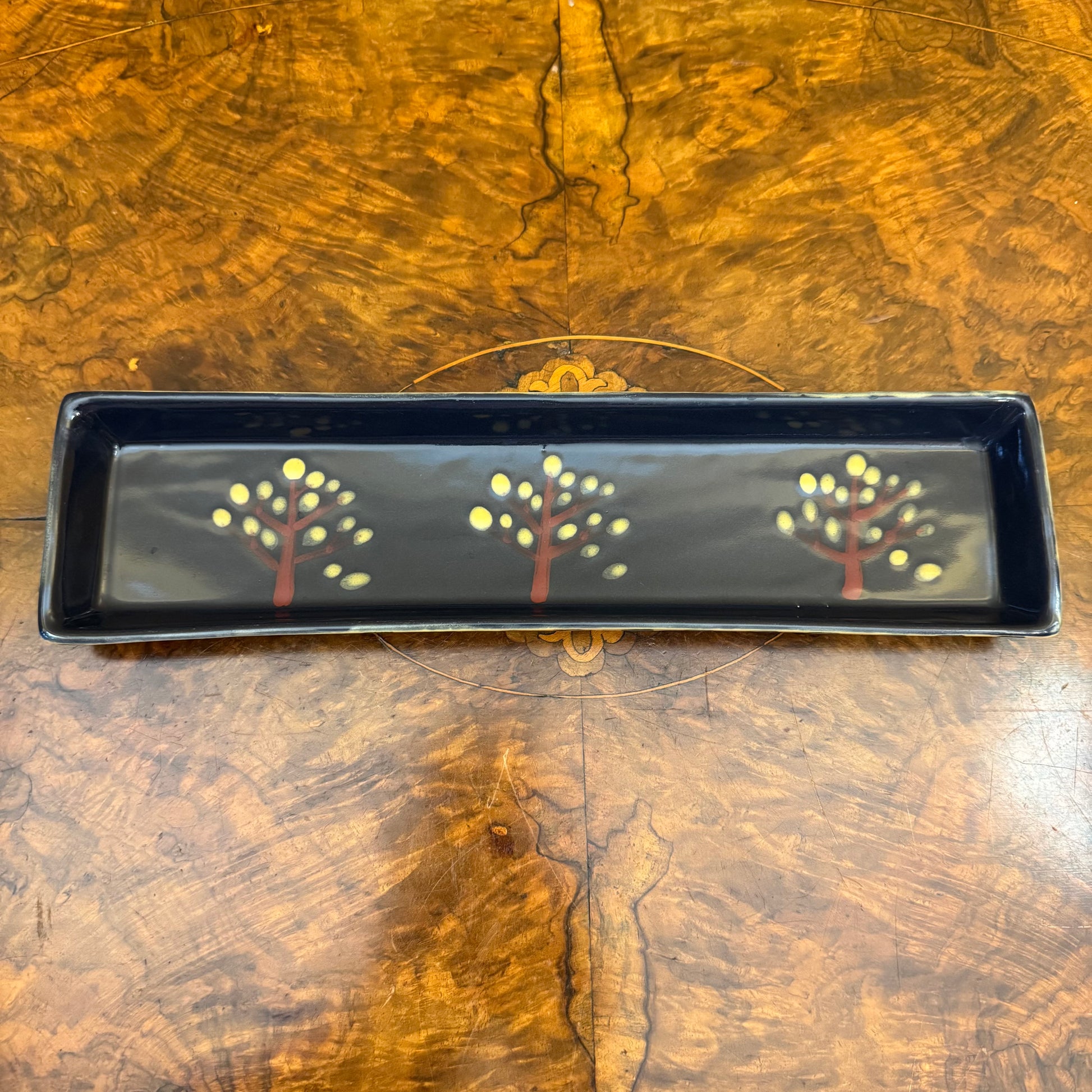 Trilogy Essence Stoneware Tree Print Narrow Dish 