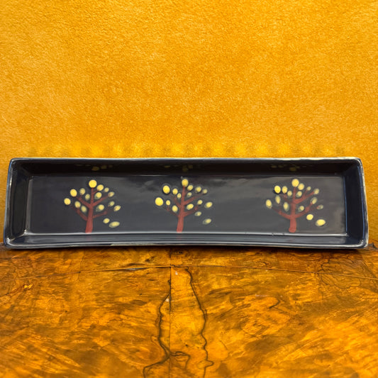 Trilogy Essence Stoneware Tree Print Narrow Serving Dish 