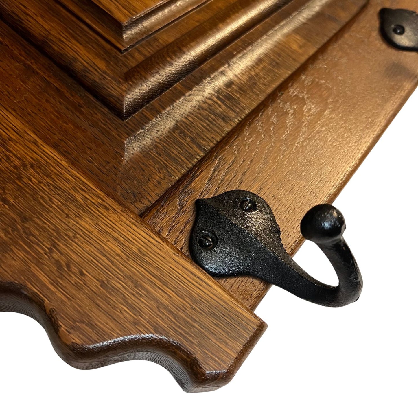 Antique French Oak Panel Detail Wall Coat Rack