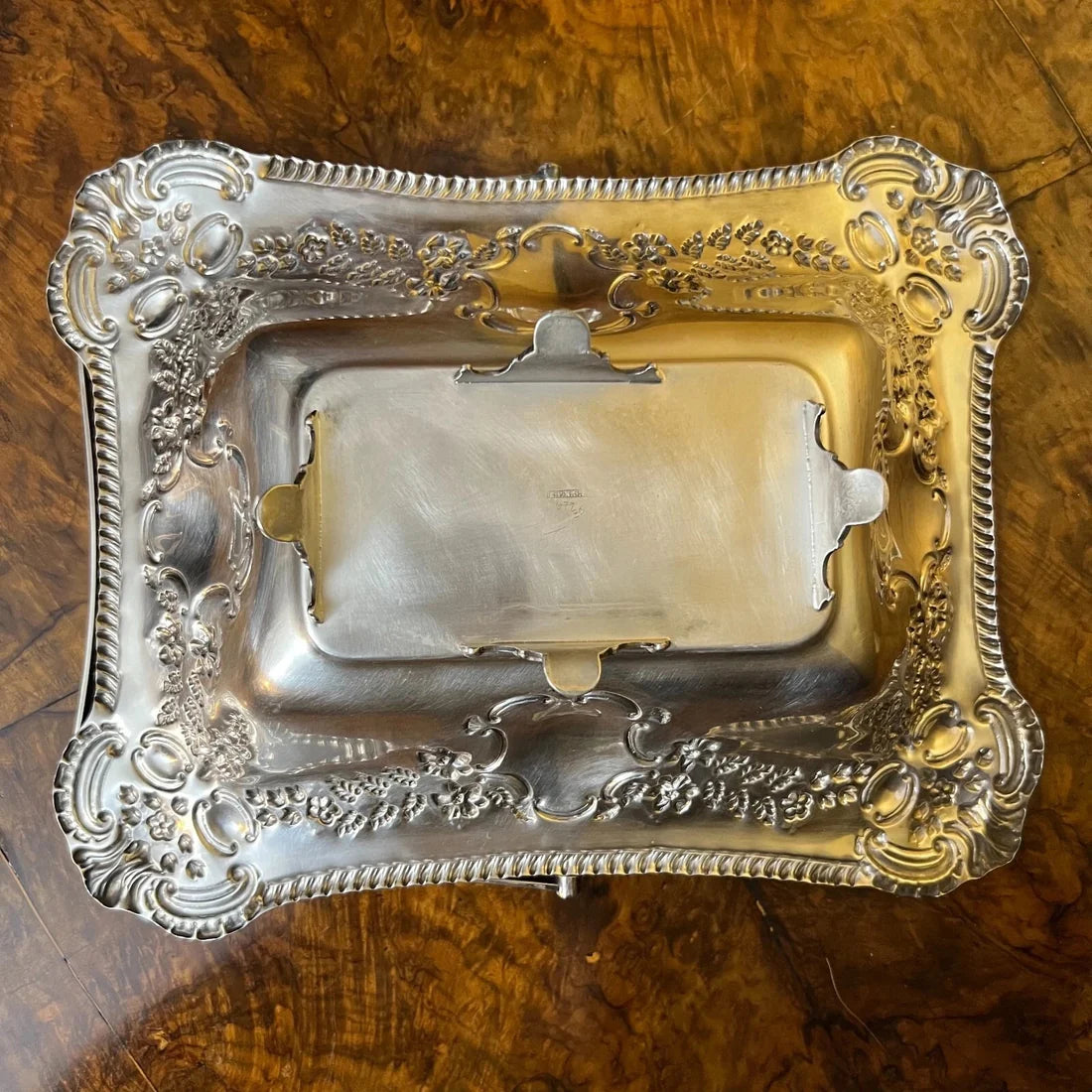 Vintage Silver Plated Tray Bowl With Handle