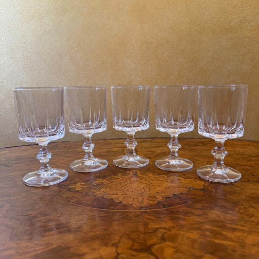 Vertical Cut Elegant Crystal Small Wine Glasses Set Of Five 
