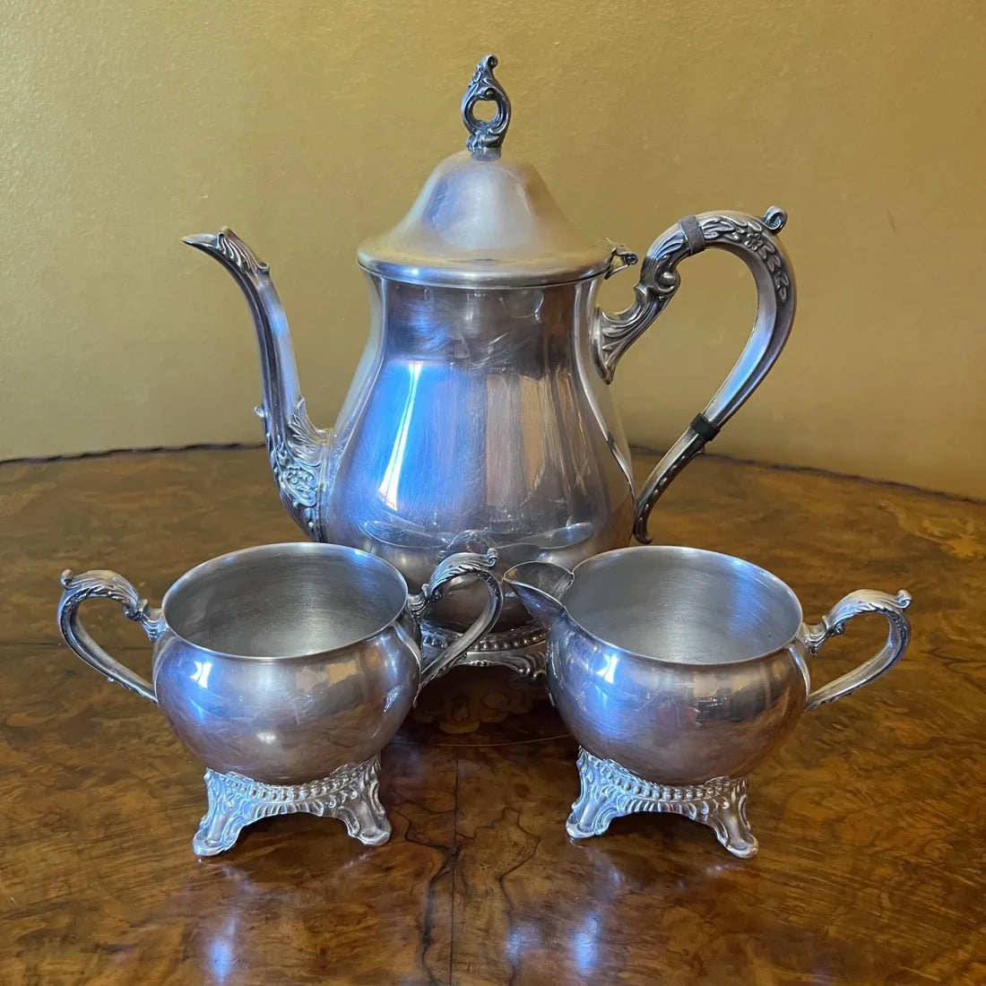 Vintage Viners Silver Plated Tea Pot, Milk Jug & Sugar Set