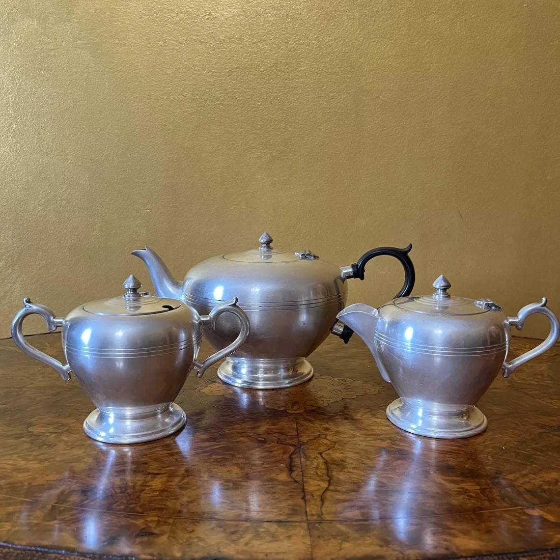 Vintage Crusader Silver Plate Tea Pot, Milk & Sugar Set