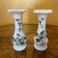 Vintage Glass Floral Print Vases Pair