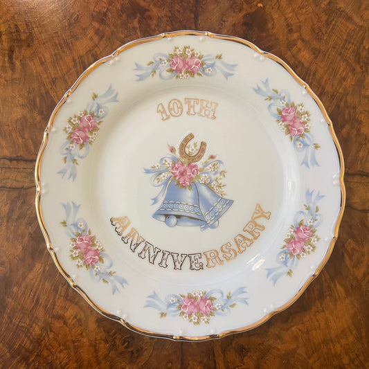 Vintage 10th Anniversary Bohemian 24 KT Gold Plate