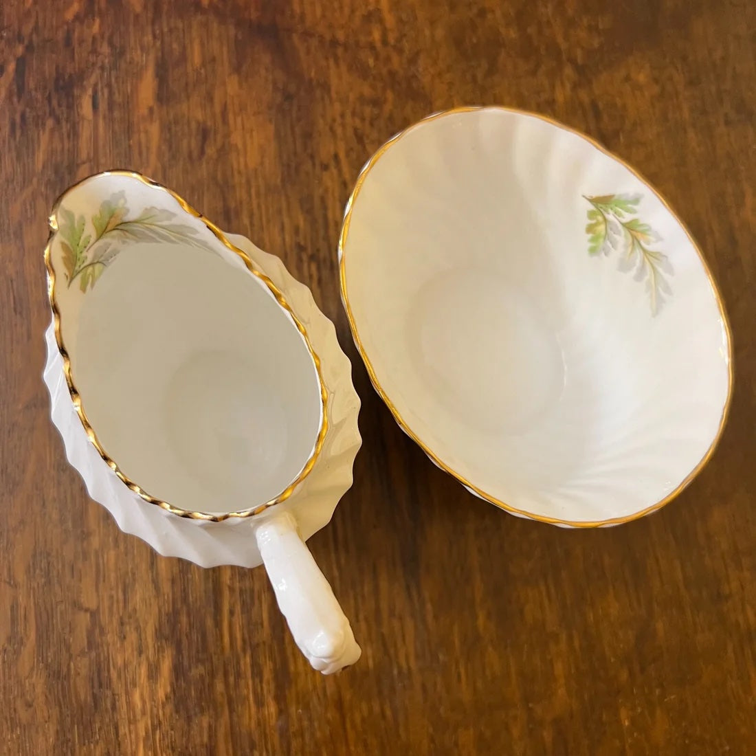 Vintage 1960s Aynsley Leaves Milk & Sugar Set