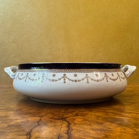 Vintage Alfred Meakin Bleu De Roi Serving Bowl With Handles 
