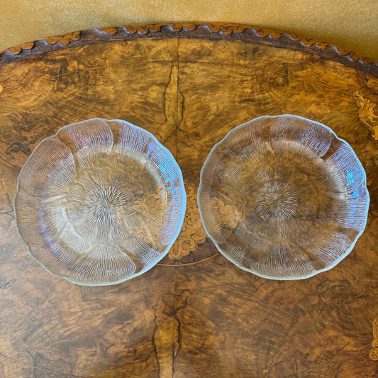 Vintage Arcoroc Fleur Glass Shallow Bowls Pair 