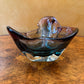 Vintage Art Glass Purple & Blues Bowl 