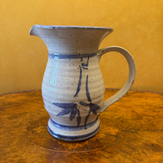 Vintage Artisan Blue Print Pottery Jug 