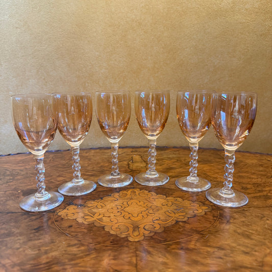 Vintage Astracolor Gold Lustre Sherry Glasses Set Of Six 
