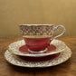 Vintage Aynsley Burgundy and Gold Tea Cup Trio Set 