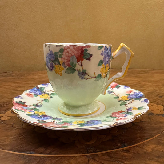 Vintage Aynsley Summer Flowers Demitasse Coffee Cup & Saucer 