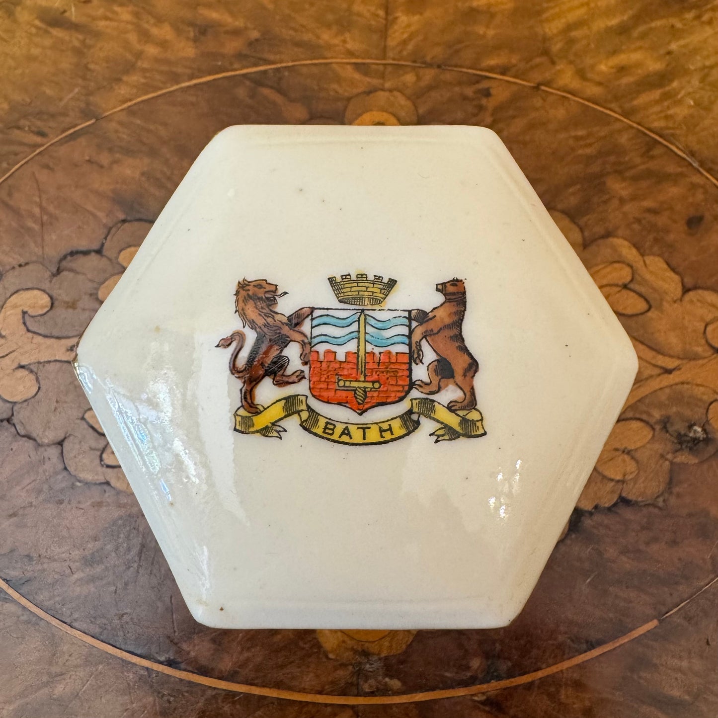 Vintage Bath Coat Of Arms Trinket Box 