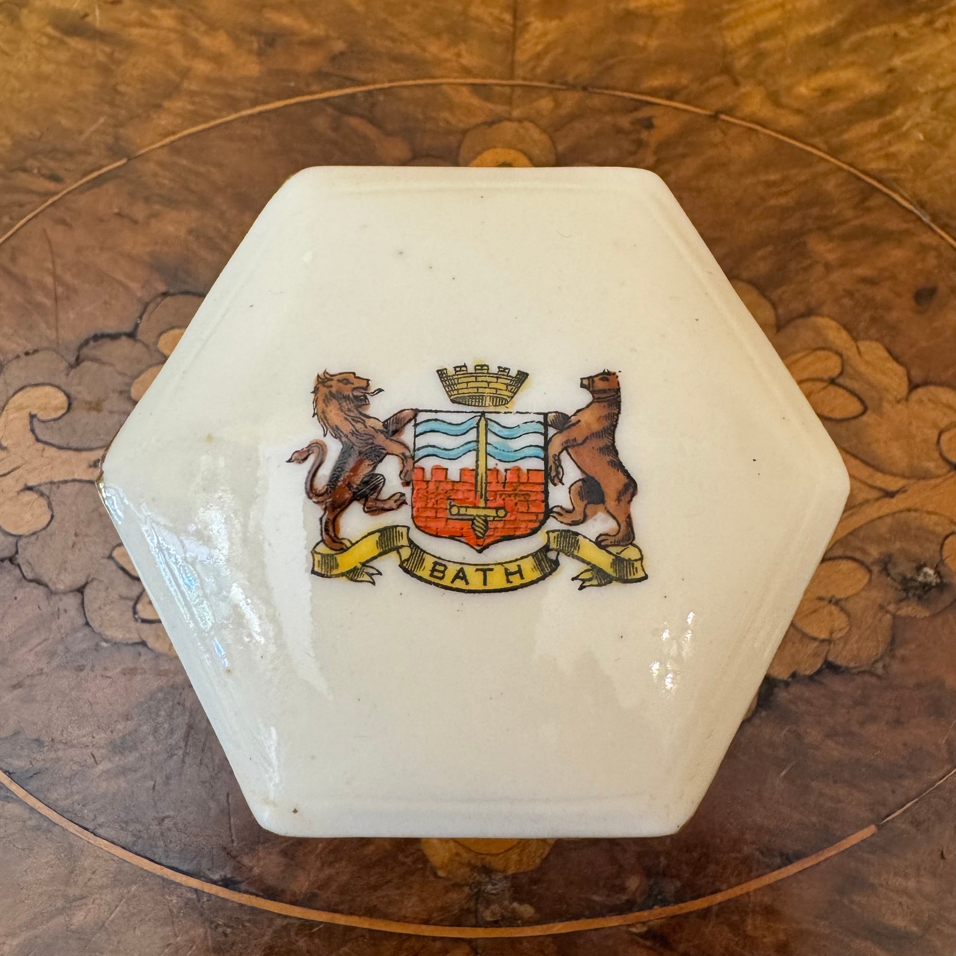 Vintage Bath Coat Of Arms Trinket Box 