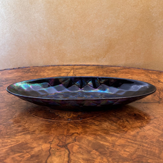 Vintage Black Pearl Pottery Oval Display Tray