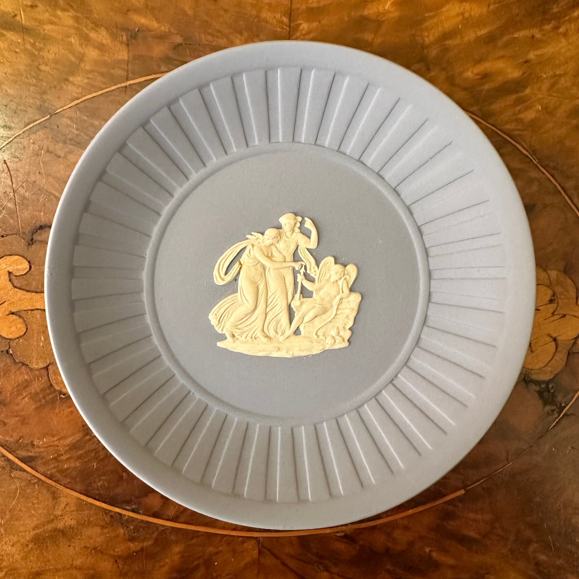 Vintage Blue Jasperware Cupid Sleeping Dish 