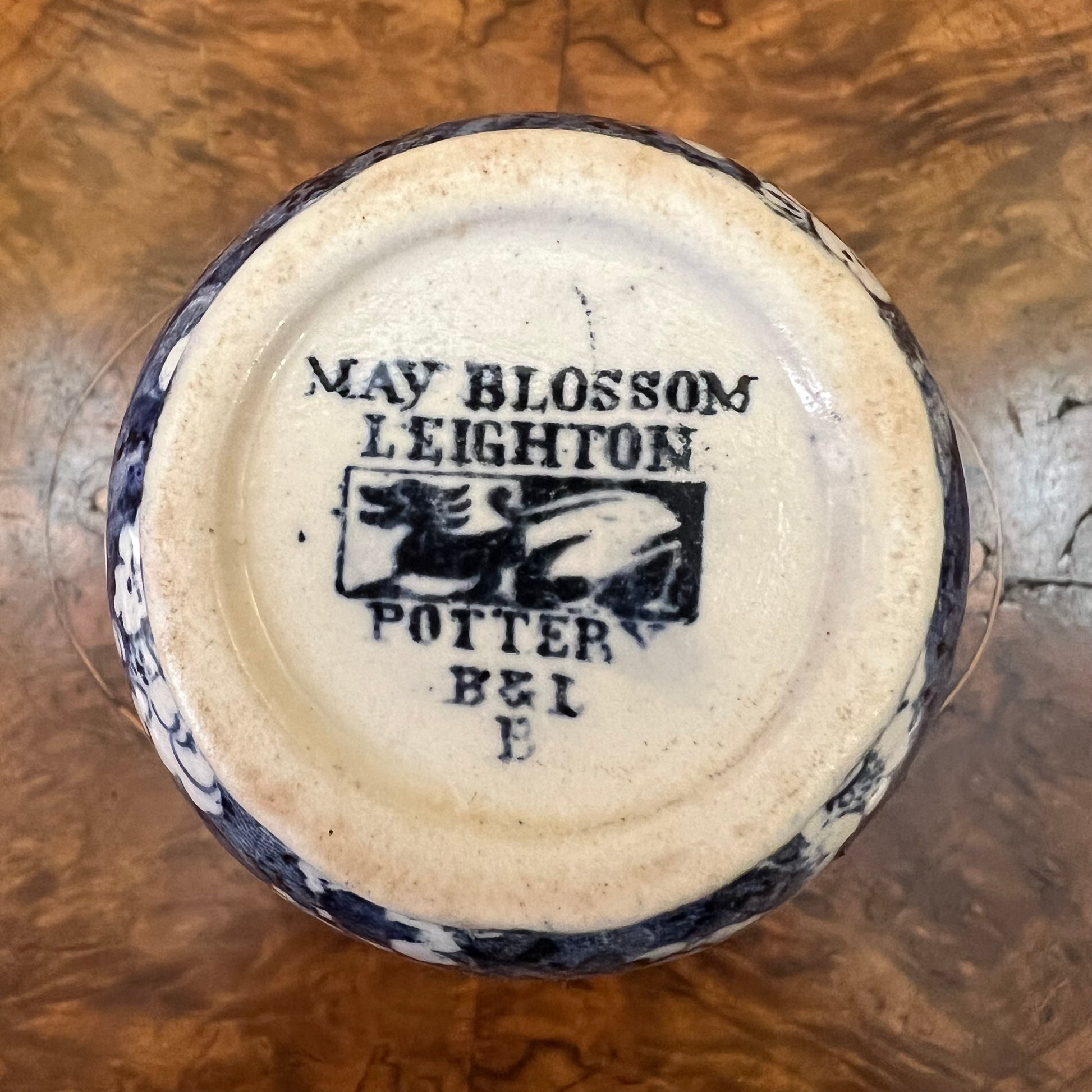 Vintage Blue May Blossom Leighton Pottery Print Vase