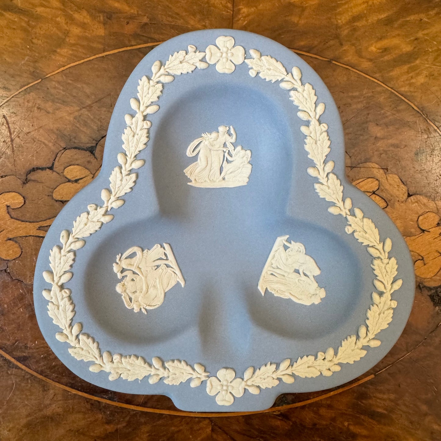 Vintage Blue Wedgewood Jasperware Club Shaped Dish 