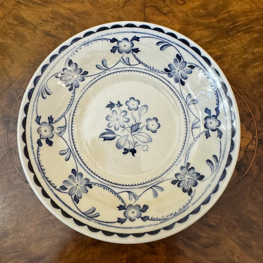 Vintage Blue & White Floral Print Saucer 