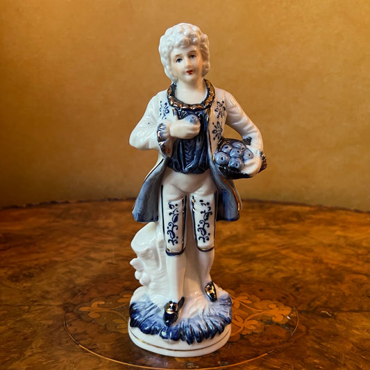 Vintage Blue & White Man Figurine Statue