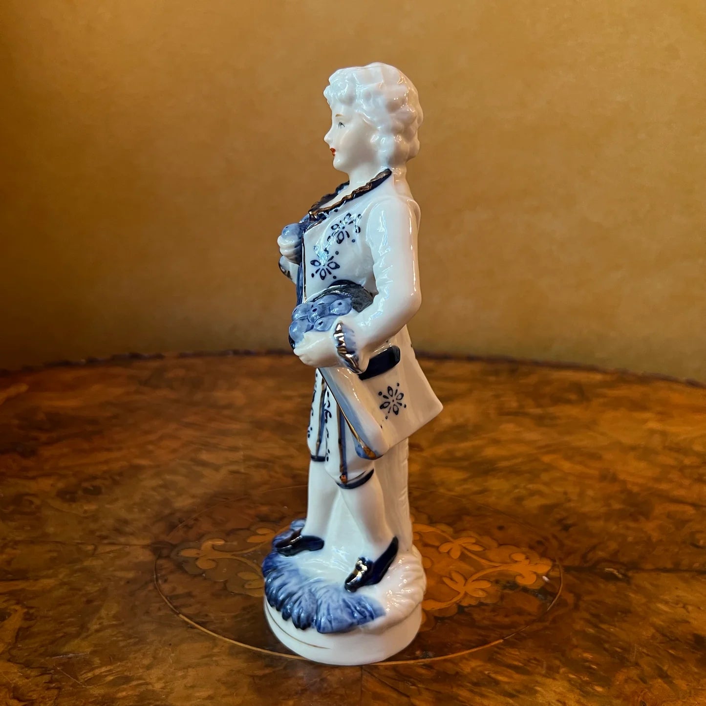 Vintage Blue & White Man Figurine Statue