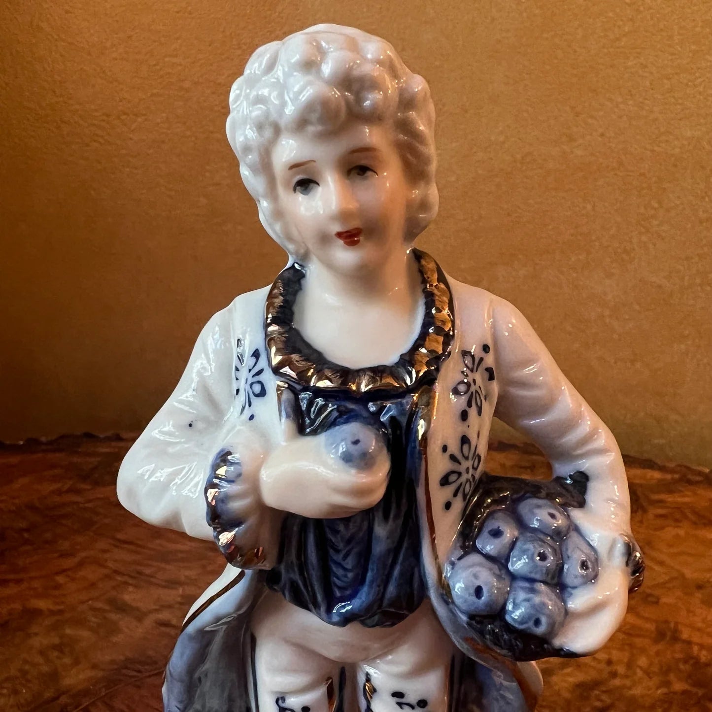 Vintage Blue & White Man Figurine Statue