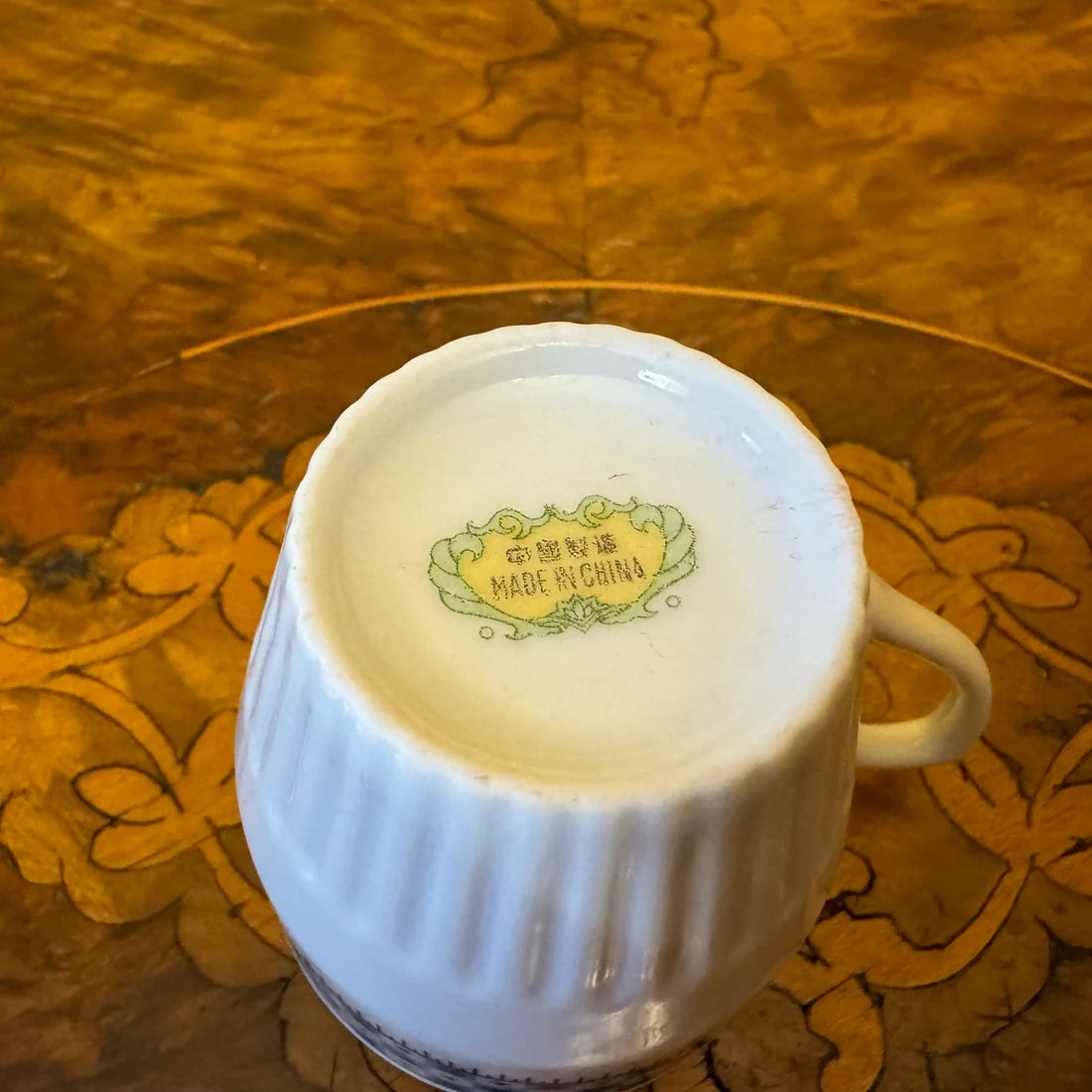 Vintage Blue & White Pattern Demitasse Coffee Cup & Saucer