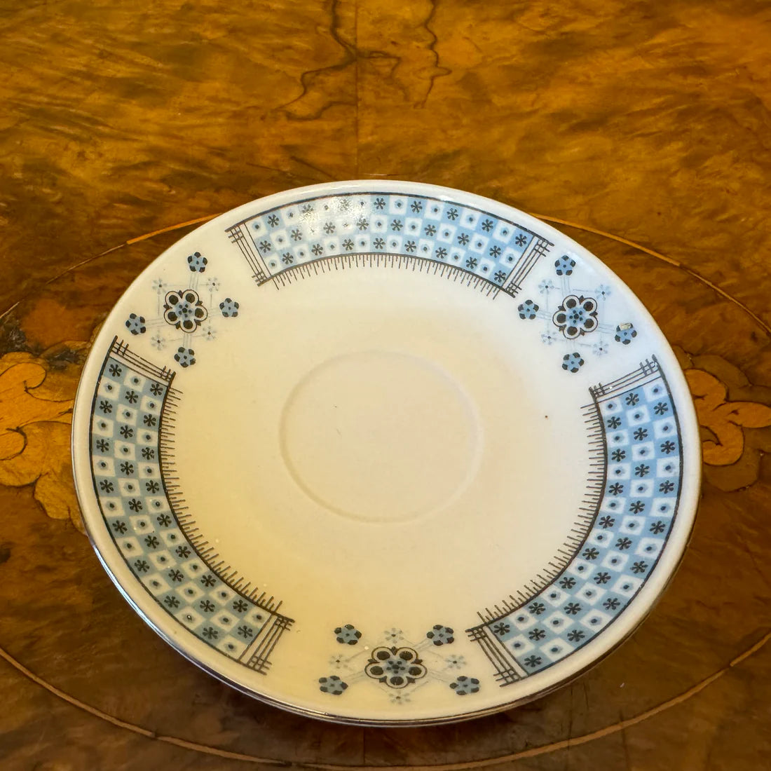 Vintage Blue & White Pattern Demitasse Coffee Cup & Saucer