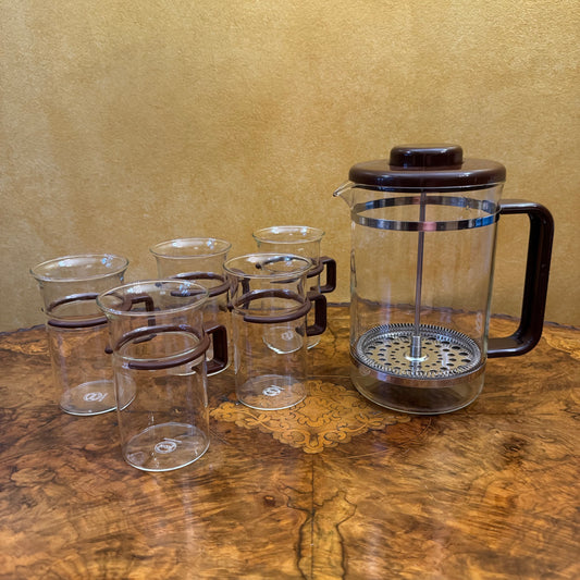Vintage Bodum Bistro Danish Coffee Plunger & Cups