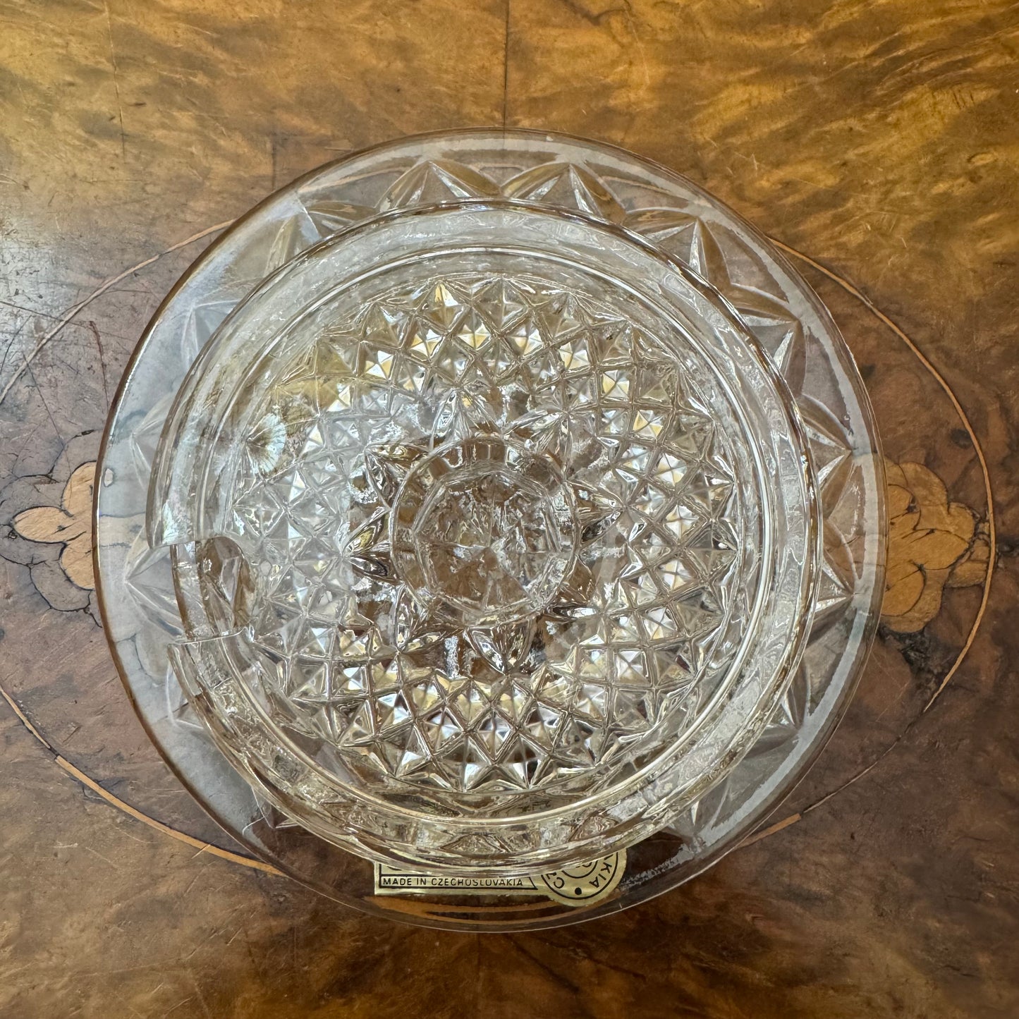 Vintage Bohemia Crystal Sugar Bowl 