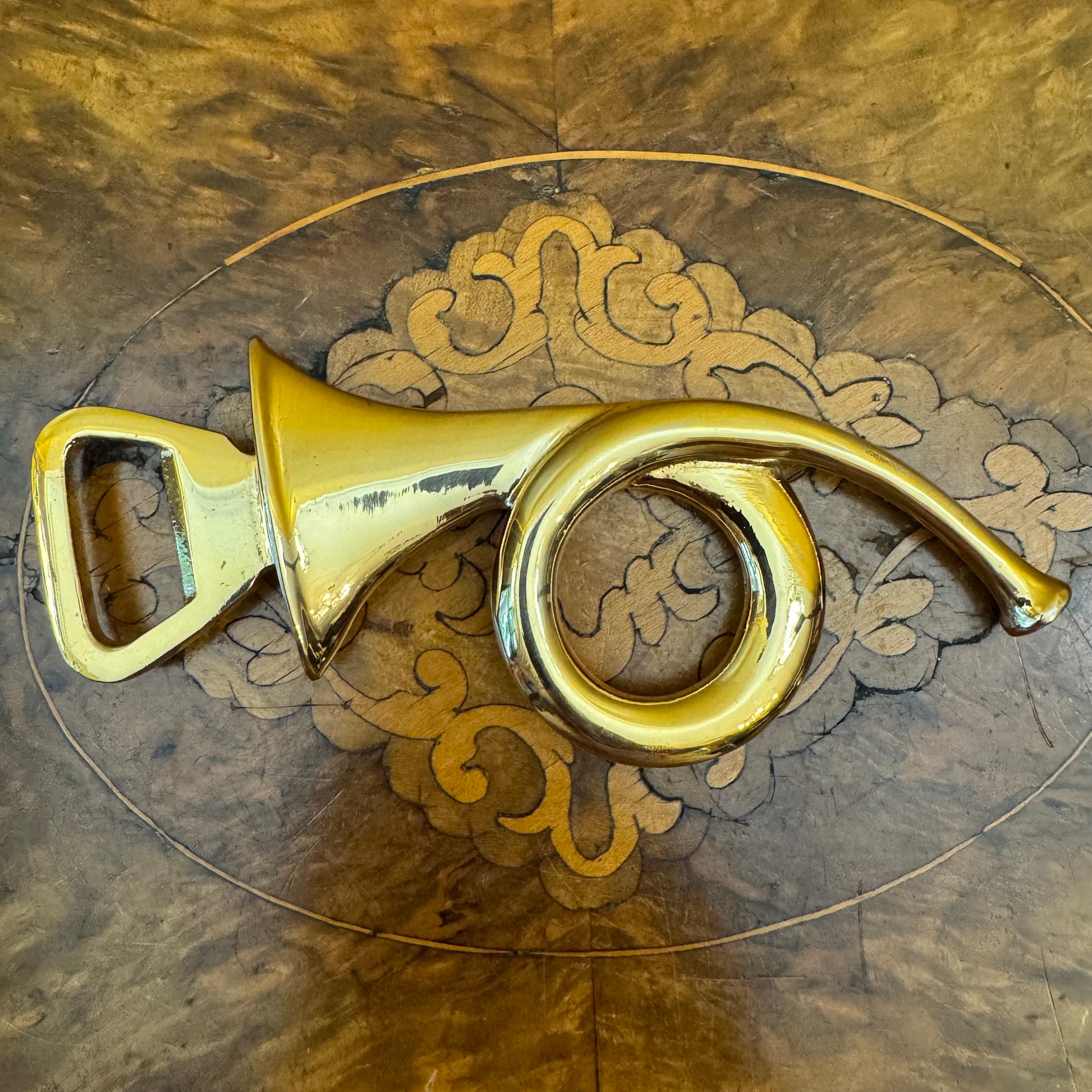 Vintage Brass Bugle Horn Bottle Opener  
