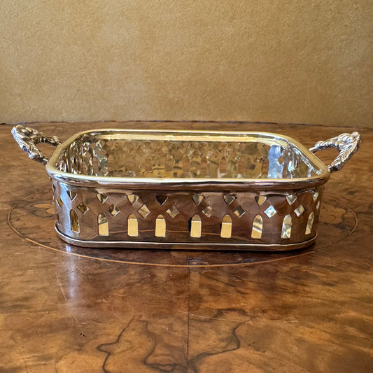 Vintage Brass Cutout Rectangle Trinket Tray 