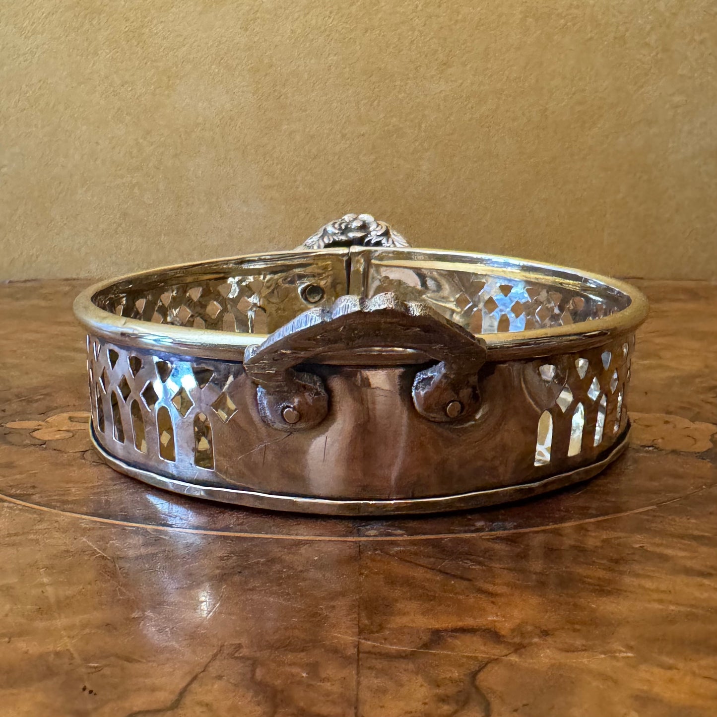 Vintage Brass Cutout Round Trinket 