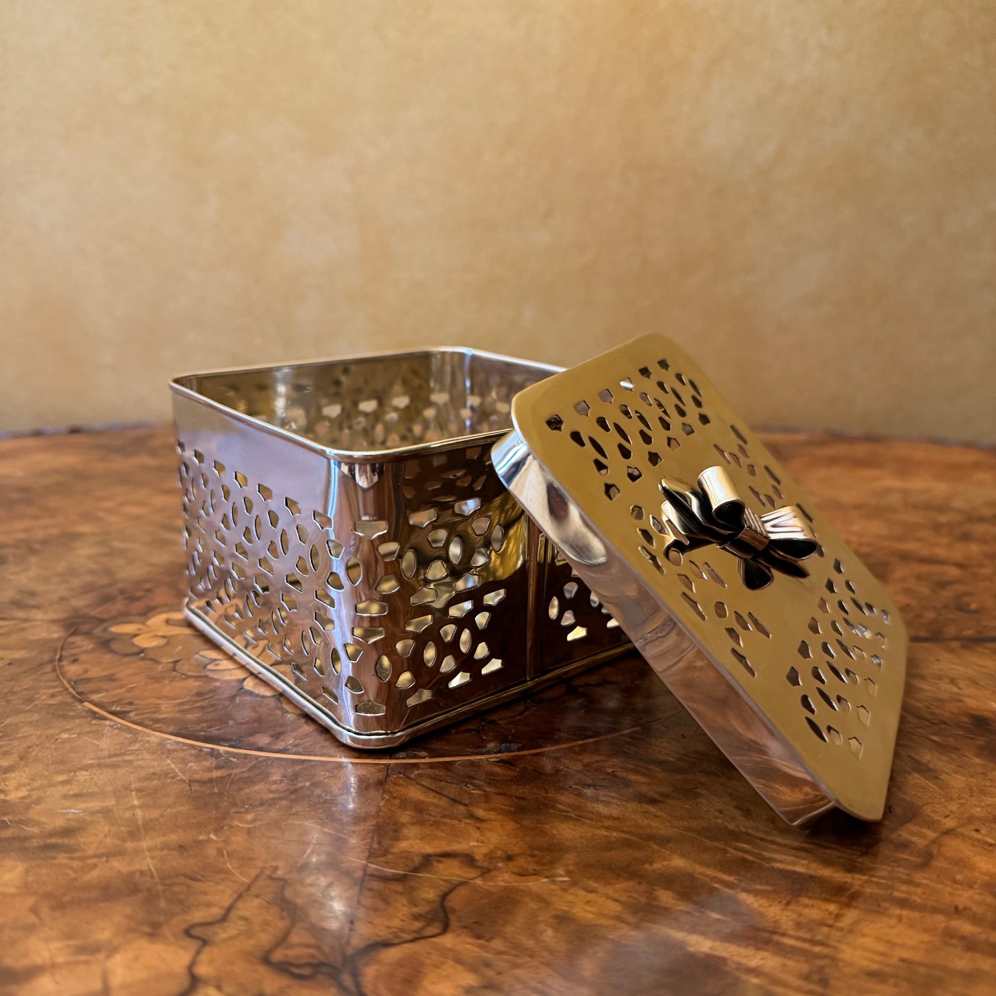 Vintage Brass Cutout Square Box 