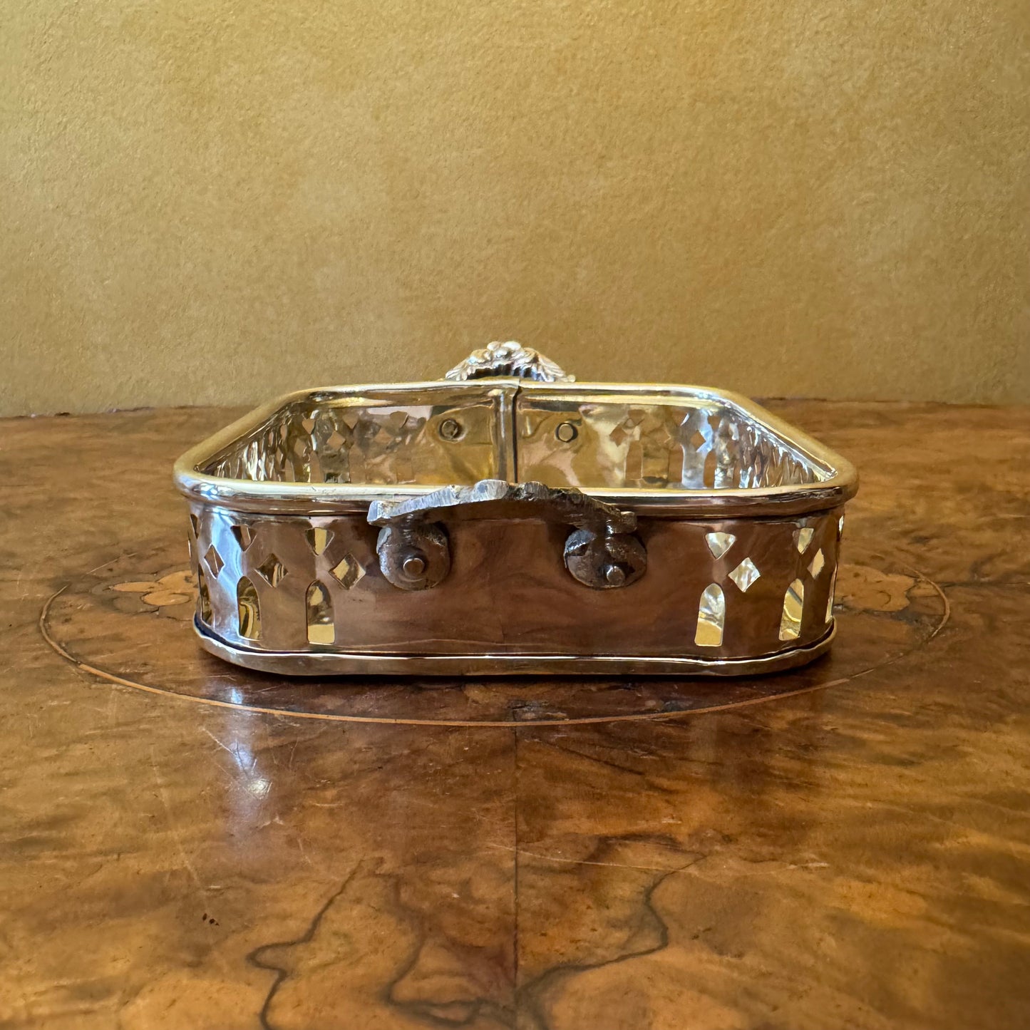 Vintage Brass Cutout Square Tray 