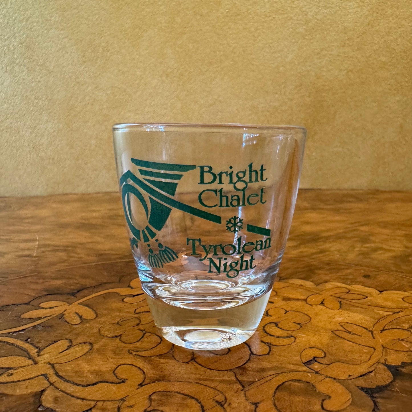 Vintage Bright Chalet Tyrolean Night Souvenir Shot Glass 