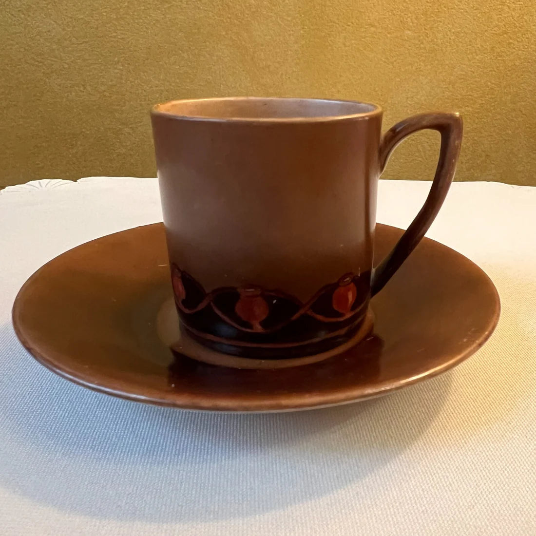 Vintage Brown Demitasse Coffee Cup Set of Five