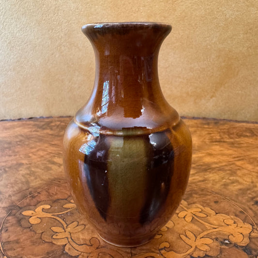 Vintage Brown Dip Art Pottery Glaze Vase