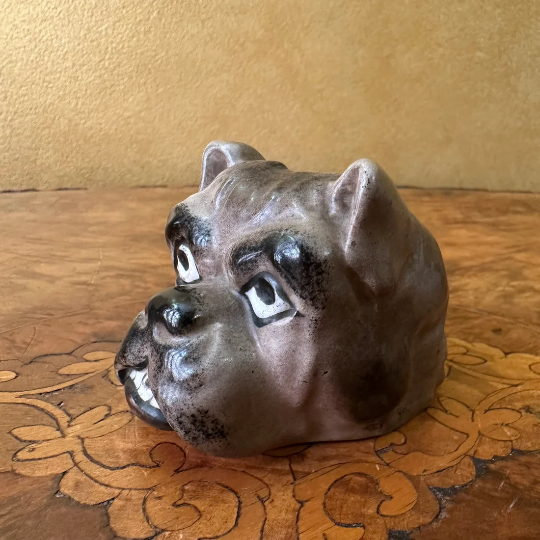 Vintage Bulldog Head Candle Holder Ornament