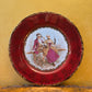 Vintage Burgundy Gold Courting Print Dinner Plate 