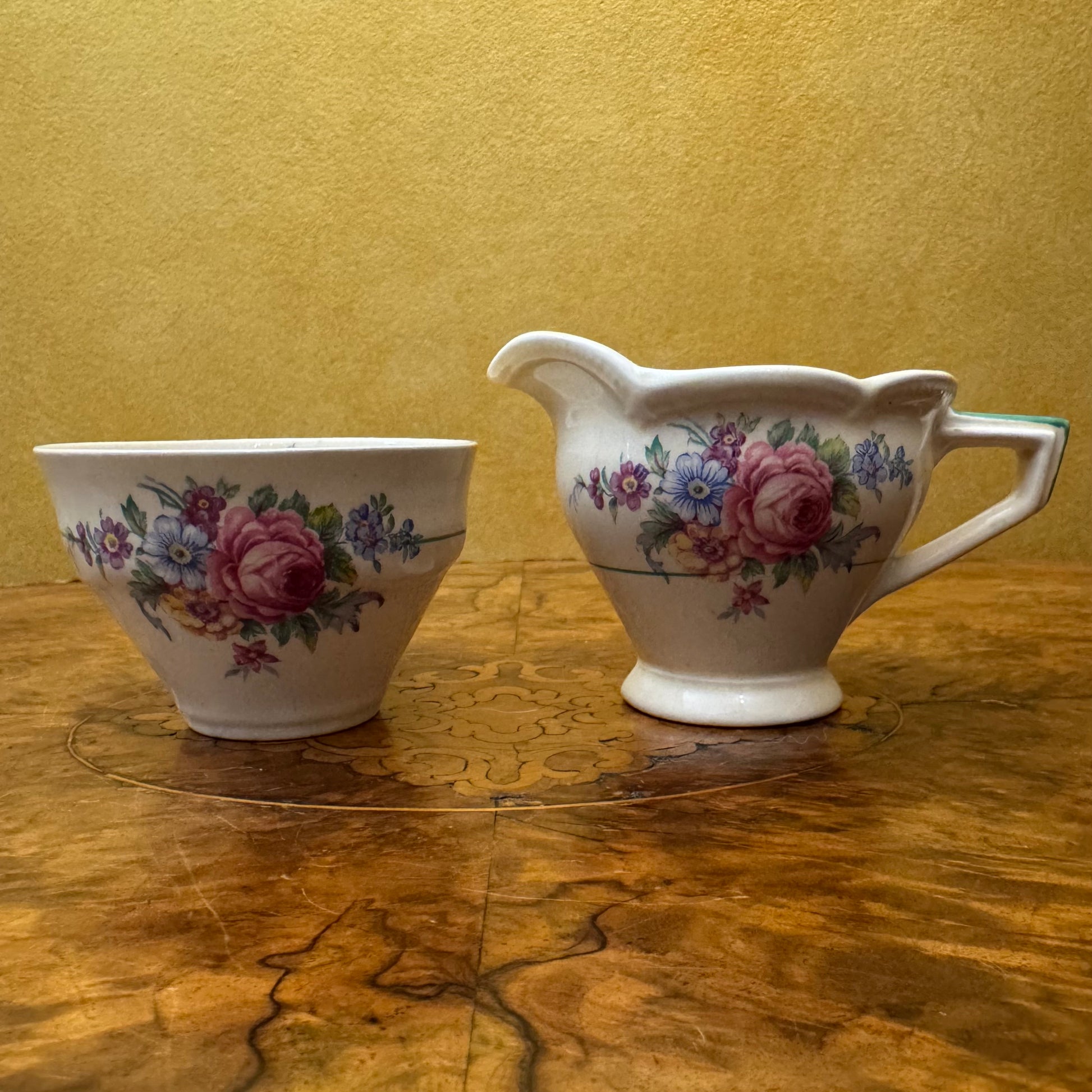 Vintage Burleigh Athlone Milk Jug Creamer & Sugar Bowl 