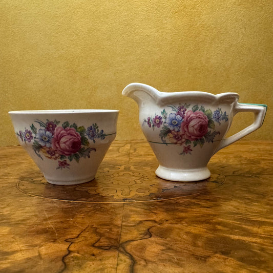 Vintage Burleigh Athlone Milk Jug Creamer & Sugar Bowl 
