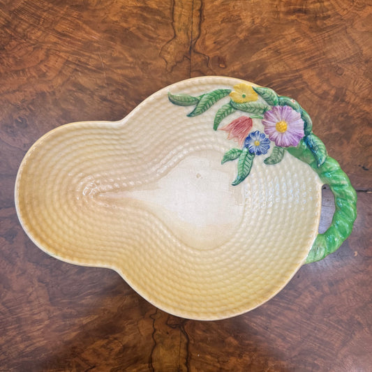 Vintage Carlton Ware Primula Pattern Yellow Basket Weave Bowl 