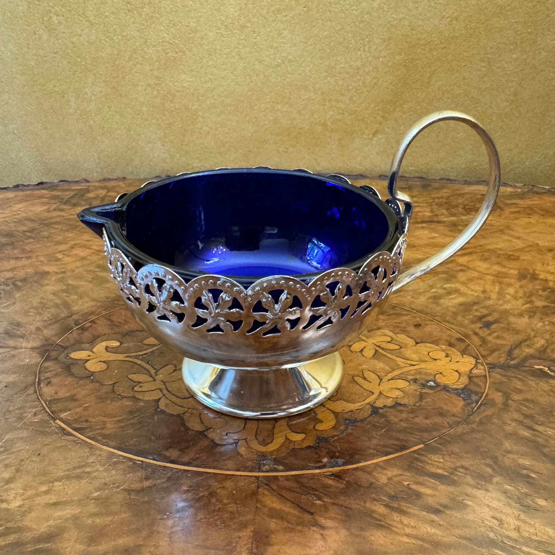 Vintage Celtic Quality Plate Cobalt Blue Glass Bowl Jug